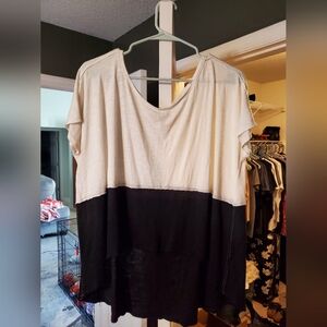 We The Free Cream/Black Colorblock Tee